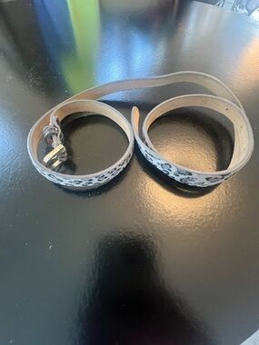 Nine West Beige and Black Leopard Print Skinny Belt